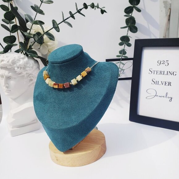 NWT STERLING SILVER JADE IMPERIAL JASPER NECKLACE GIFT FOR HER WIFE GIRLFRIEND - Picture 3 of 6